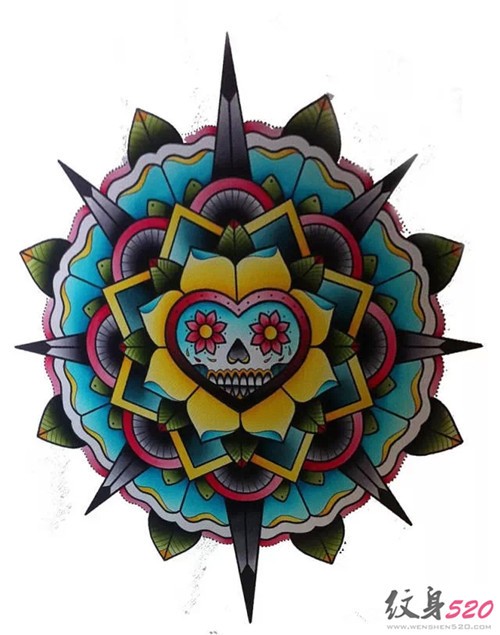 经典纹身之梵花图腾纹身手稿