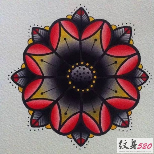 经典纹身之梵花图腾纹身手稿