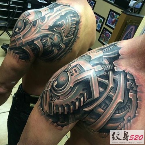 潮男必备装扮之机械纹身