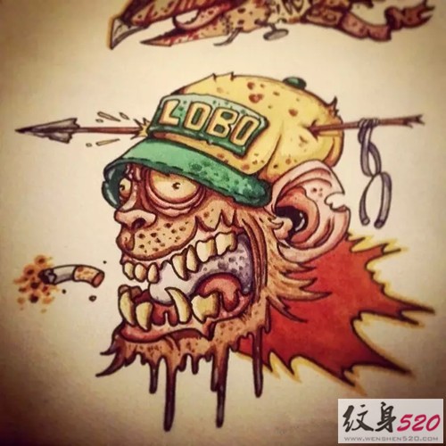 十二生肖之猴纹身手稿素材