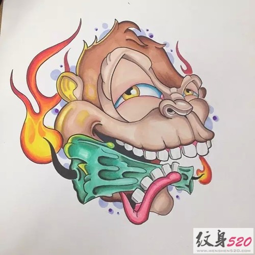 十二生肖之猴纹身手稿素材