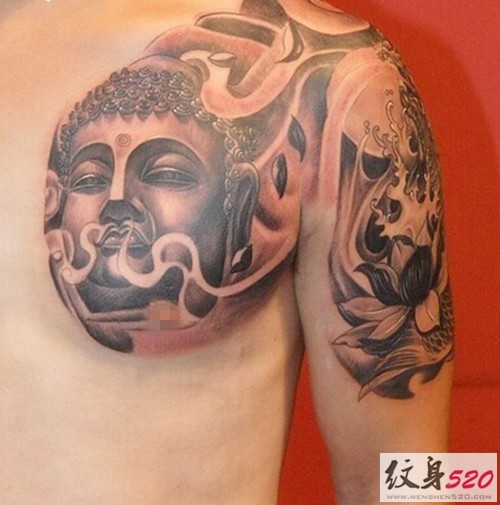 男士佛祖半甲纹身图案