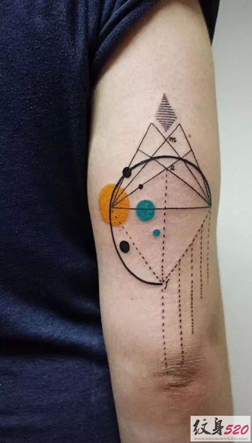 特色组合  几何线条纹身