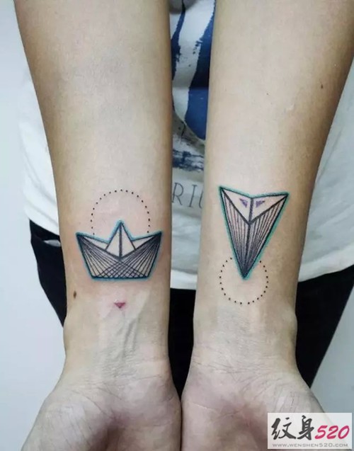 特色组合  几何线条纹身