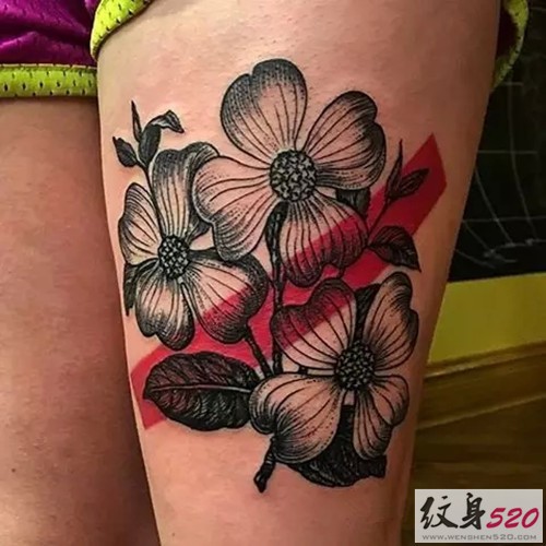 美美的小清新花卉纹身