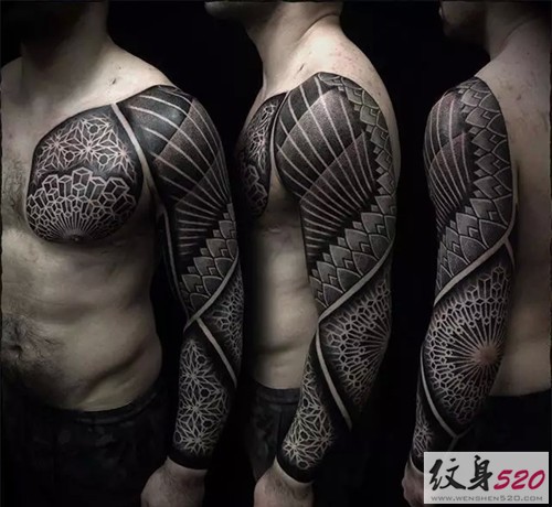 超赞的暗黑系花臂纹身