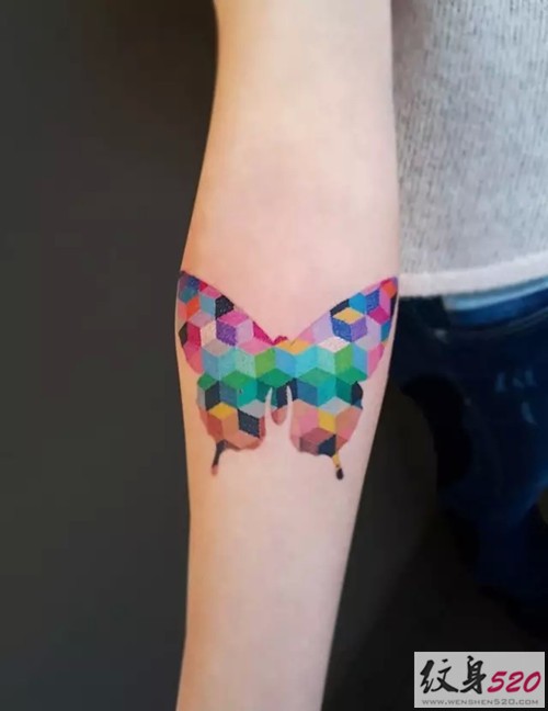 唯美创意拼色纹身
