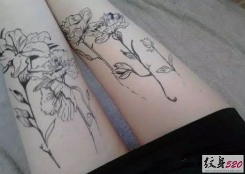 美腿上的性感调皮纹身