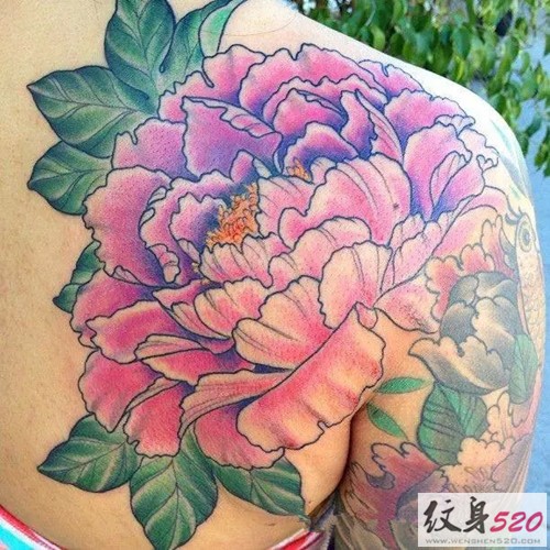 富贵花开  大红牡丹纹身