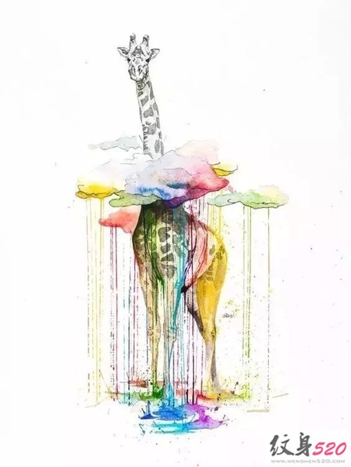 唯美浪漫的泼墨水彩纹身手稿集