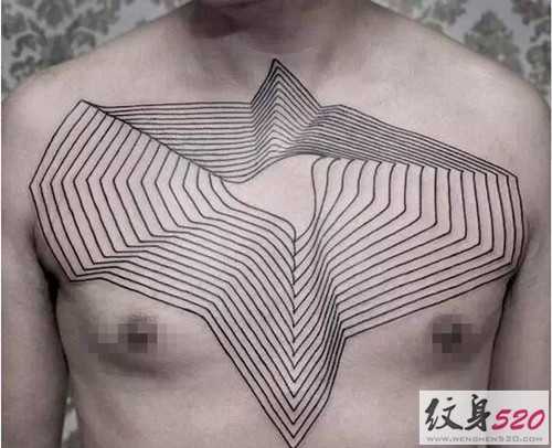 极具艺术气息的线条纹身