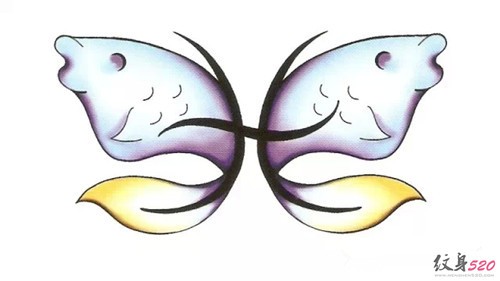 十二星座之双鱼座纹身手稿