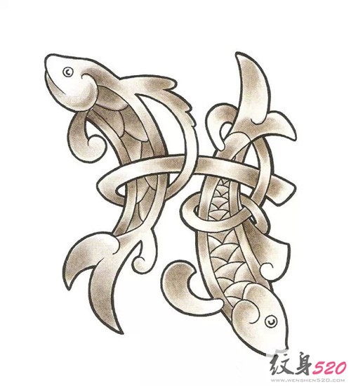 十二星座之双鱼座纹身手稿