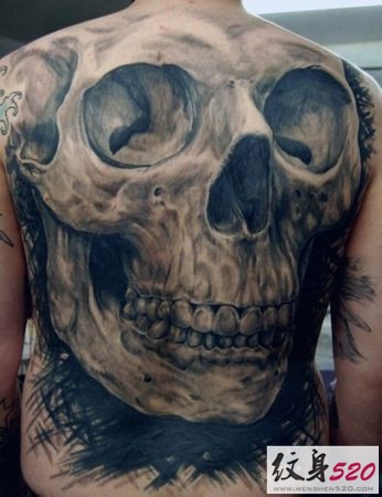 满背欧美骷髅纹身图案