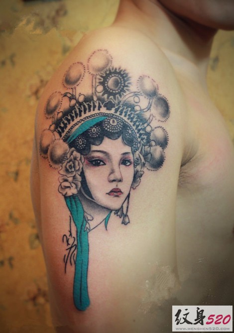 古典戏剧花旦纹身