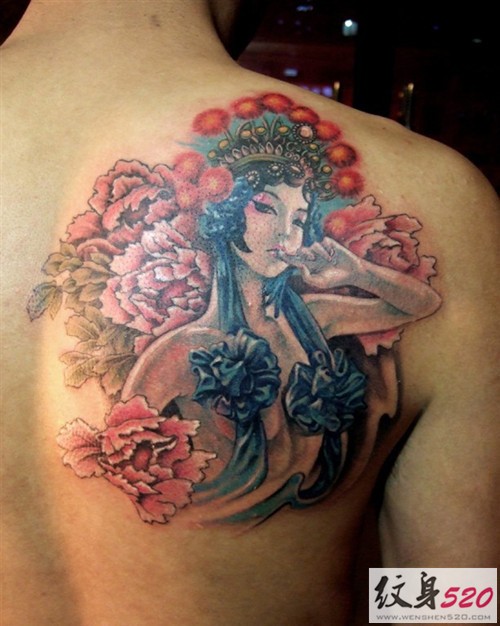 古典戏剧花旦纹身