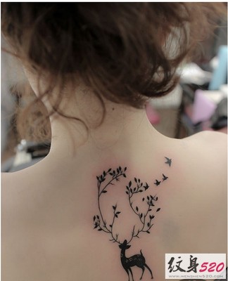 小清新麋鹿鹿角纹身图案