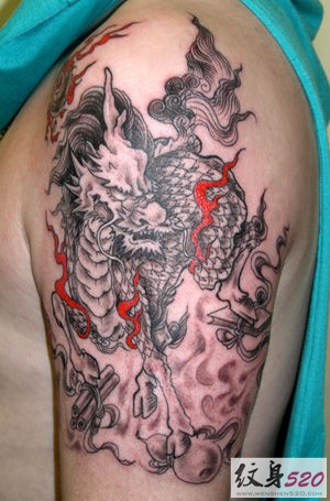 男士最爱 霸气经典麒麟火麒麟纹身