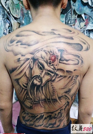 满背关羽关公纹身图案大全