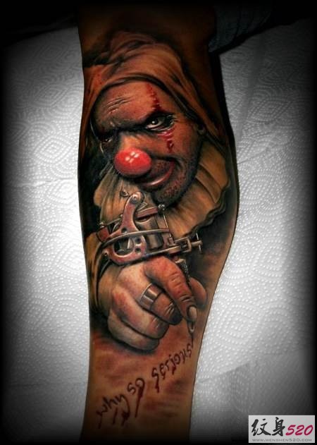 分享一组个性时尚的小丑纹身