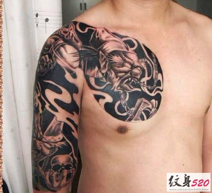 黑白无常酷炫个性半甲纹身