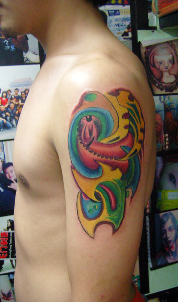 手臂3D重彩纹身图案