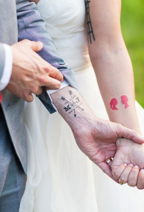 漂亮的情侣小清新纹身图案