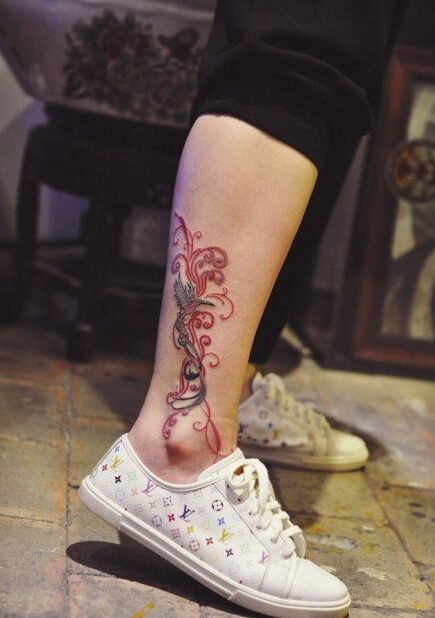 涅槃火凤凰纹身图案