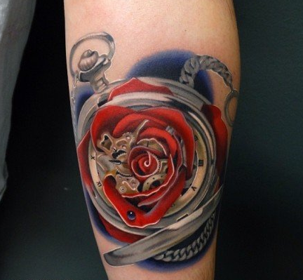 霸气火红花纹身图案