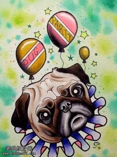 手稿汪星人纹身图案