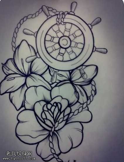 手稿玫瑰花纹身图案