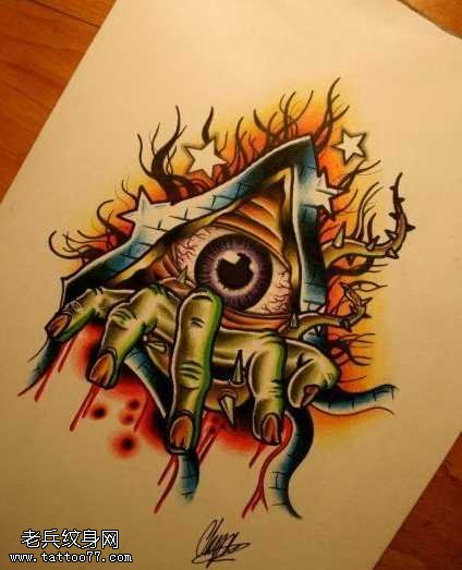 手稿上帝之眼纹身图案