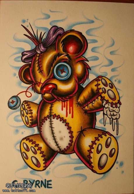 手稿破布熊纹身图案