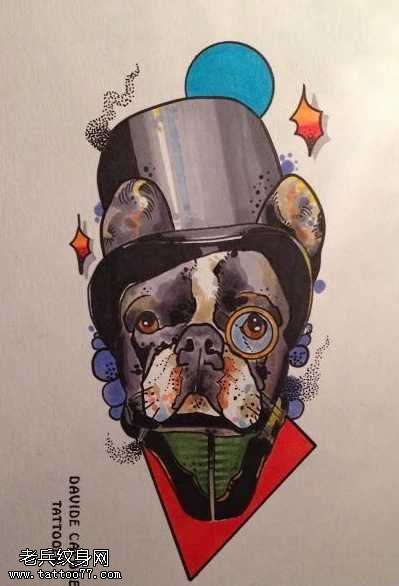 风格的汪星人纹身图案