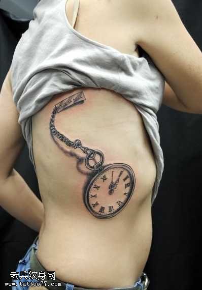 腰部表钟纹身图案