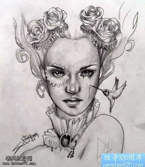 手稿一款人物纹身图案