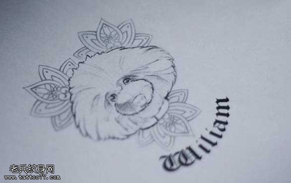 手稿一款汪星人纹身图案