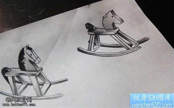 手稿一款木马纹身图案