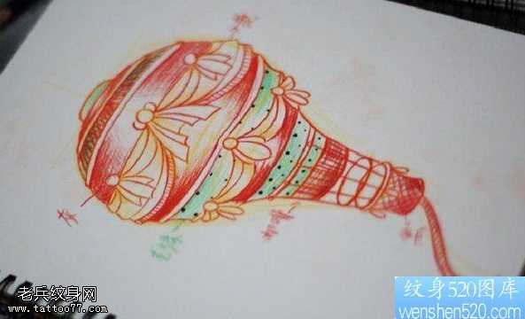 手稿热气球纹身图案