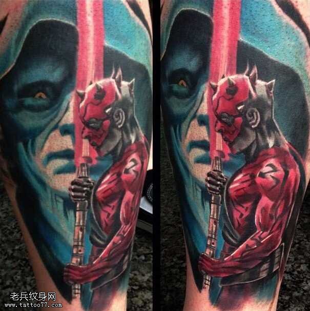 腿部恶魔纹身图案