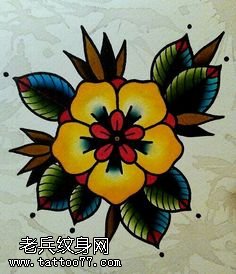 手稿荆棘的小黄花纹身图案