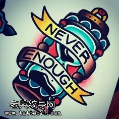 手稿彩绘沙漏纹身图案