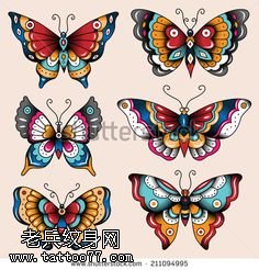 手稿各种漂亮的蝴蝶纹身图案