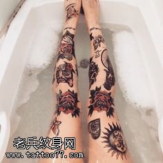 时尚潮流的一双大美腿纹身图案