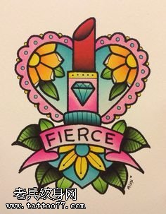 手稿彩绘一支口红纹身图案