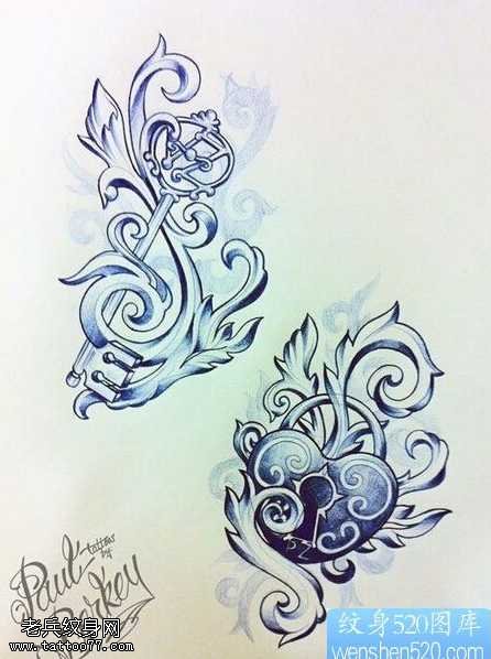 素材钥匙纹身图案