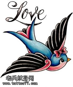 手稿美丽的小燕子纹身图案