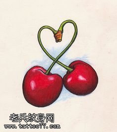 手稿诱人的大樱桃纹身图案