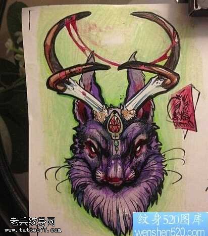 手稿羚羊纹身图案