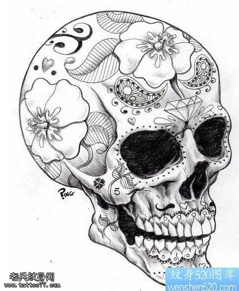欧美骷髅头纹身图案